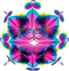 Abstract background with a lotus flower in the style of stained glass