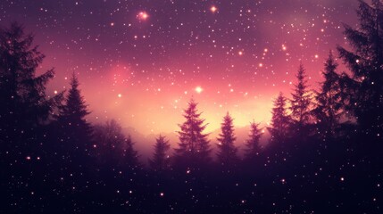 Fototapeta premium Magical twilight in a pine forest.