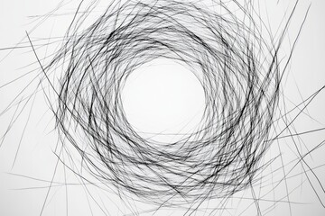 Obraz premium Thin lines intersect chaotically in the center, forming a perfect circle