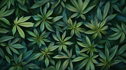 Intricate Cannabis Foliage: A Lush Green Tapestry