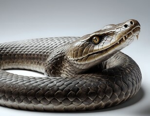 Fototapeta premium Coiled Black Snake: A Dramatic Close-Up Study