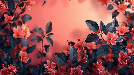 Peach background with flower arrangement 