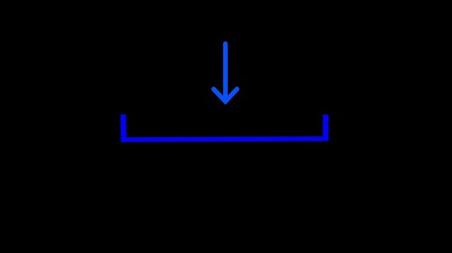Download arrow animation. Bouncing down icon arrow with a black background. Downloader icon concept, arrow, down 