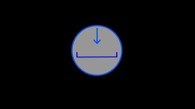 Download arrow animation. Bouncing down icon arrow with a black background. Downloader icon concept, arrow, down 