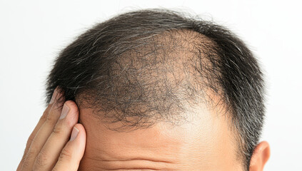 Fototapeta premium Male pattern baldness; receding hairline; thinning hair.