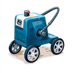 Fototapeta premium Portable blue pressure washer on wheels.