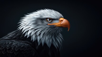 Obraz premium Majestic eagle portrait nature scene wildlife photography dark background close-up bird of prey