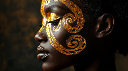 Obraz premium Radiant Portrait of Elegance: Intricate Face Paint Art