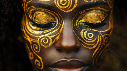 Obraz premium Radiant Portrait of Elegance: Intricate Face Paint Art