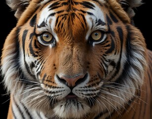 Fototapeta premium Majestic Tiger Portrait: Intense Gaze, Striking Stripes, Powerful Presence