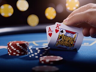 High-stakes poker game casino digital photography nighttime close-up gambling strategy