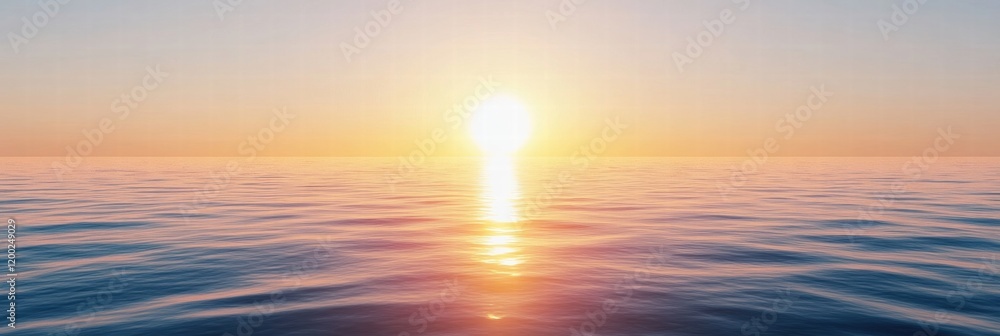 Poster sunrise over calm ocean waters creating a serene and picturesque atmosphere in the early morning lig