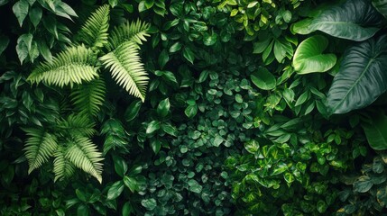Lush green foliage wall.  Nature's beauty.
