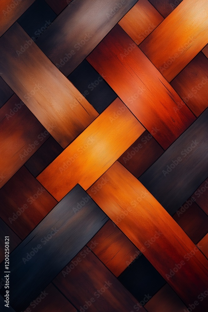 Poster abstract wooden texture with interlocking geometric patterns and warm color tones