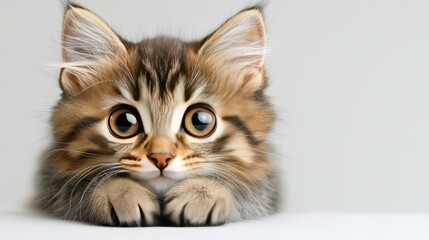 Obraz premium Playful kitten posing adorably in a minimalist studio high-quality photograph indoor close-up adorable concept