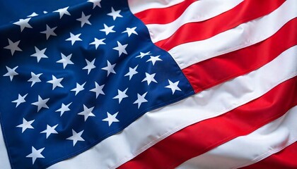 Fototapeta premium Dramatic Close Up of American Flag Stars and Stripes National Symbol Patriotic Textile
