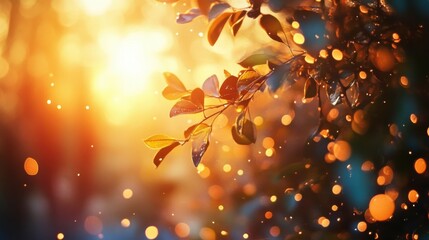 Fototapeta premium Golden hour leaves
