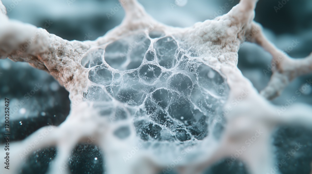 Aufkleber close-up of abstract organic cellular structure with neural tendrils and depth of field