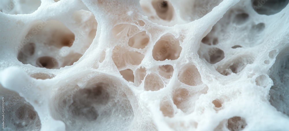 Poster macro close-up of porous bone structure highlighting intricate textures