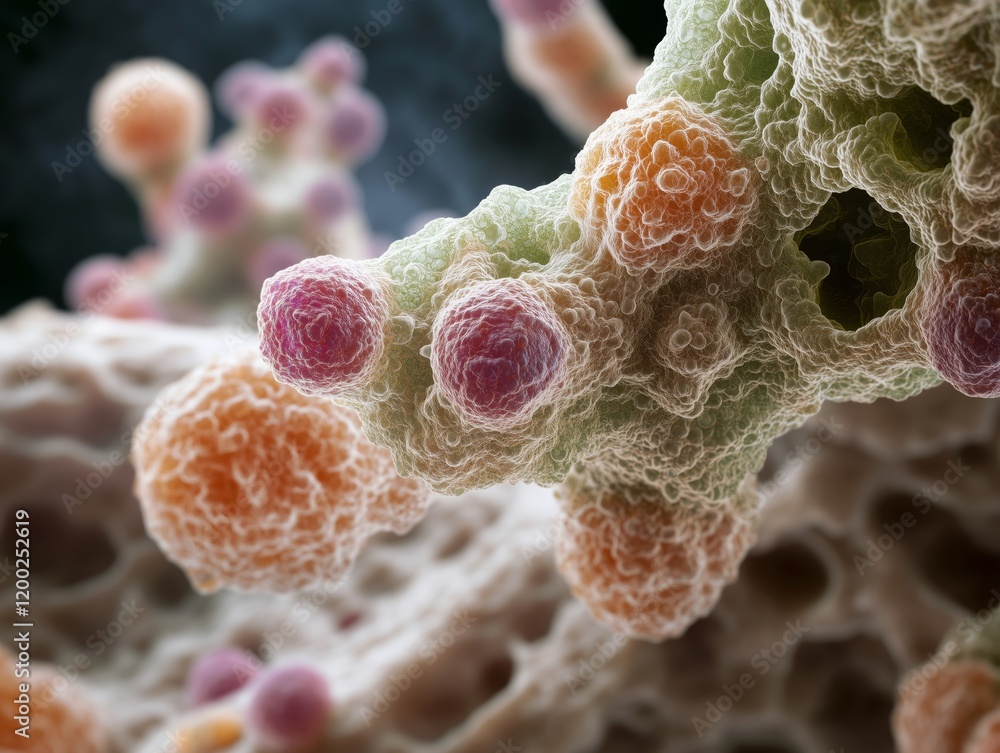 Poster microscopic close-up of cellular structures showcasing complex organic patterns
