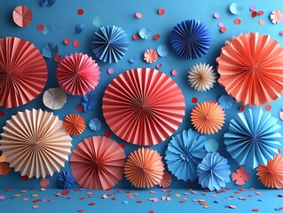 Colorful Group of Paper Fan Decorations


