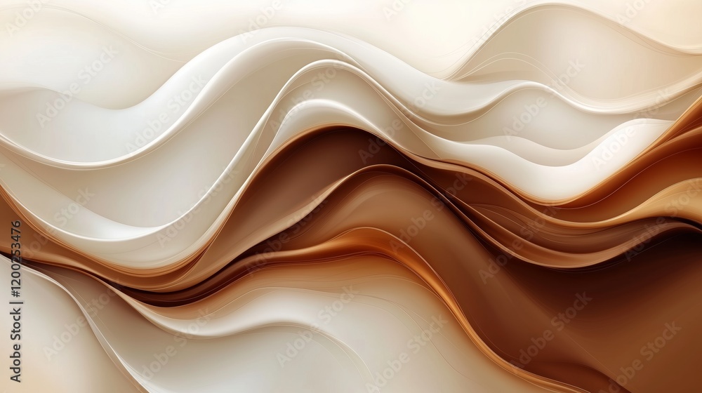 Poster Elegant abstract waves in neutral tones creating a flowing pattern