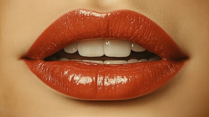 Obraz premium Red lips, close-up, studio, beauty, cosmetics