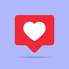 Red Speech Bubble with Heart Icon