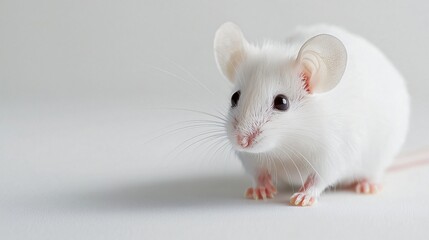 Adorable White Mouse Close Up Small Pet Rodent Animal Photography