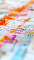 Vibrant Architectural Blueprints Building Project Plans in Soft Focus with Abstract Design