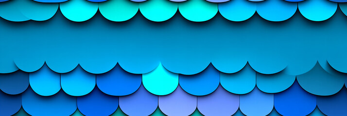 Vibrant blue scalloped pattern showcasing various shades and textures in a creative design