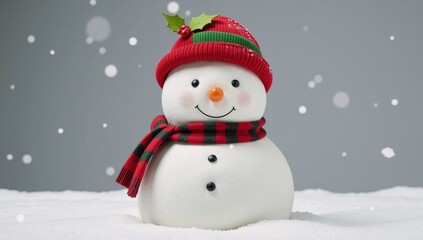 Fototapeta premium A joyful image showcases a charming snowman amidst festive decorations