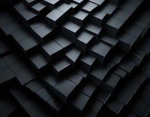 Abstract Dark Cube Mosaic: A Monochromatic Geometric Artwork