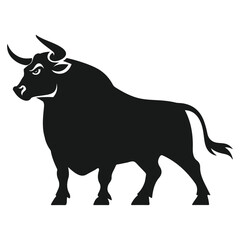 A angry bull silhoutte illustration art design with a white backraund