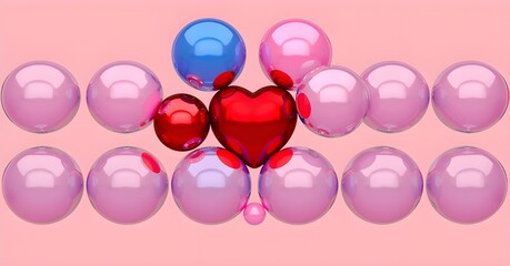 Pink balloons & heat on a red background