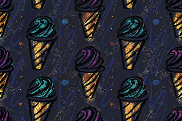 Fototapeta premium A Playful and Colorful Pattern Featuring Ice Cream Cones Ideal for Fun and Exciting Designs