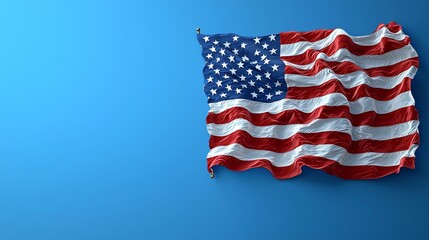 Obraz premium American Flag Waving USA Flag Patriotism National Symbol Independence Day Blue Background Fabric