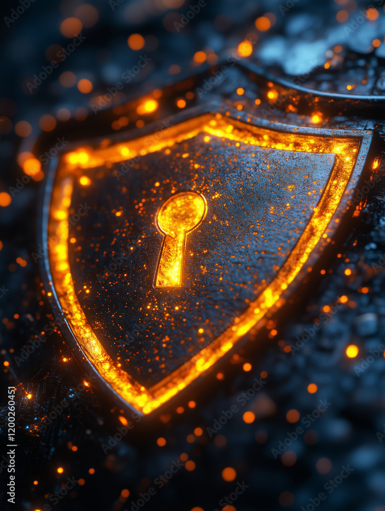 Poster protecting digital realms with a vibrant cyber shield