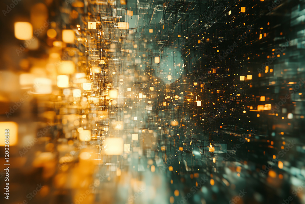 Aufkleber Visual representation of quantum computing illuminating complex data pathways