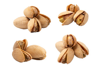 Tasty pistachios isolated on a white background.