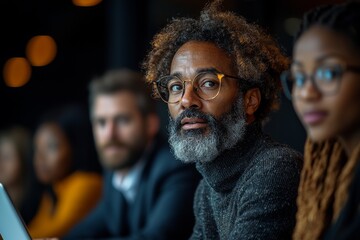 Executives gathered for a discussion in a boardroom