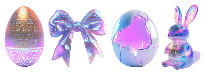  Futuristic Neon Easter – A Vibrant Celebration  png cut out element set