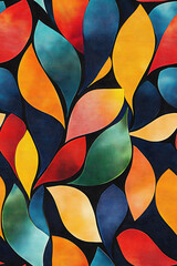  Vibrant Abstract Leaves PatteBold Colorful Leaves Pattern on Dark Backgroundrn, Repeating Pattern
