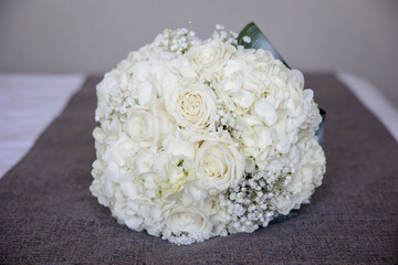 Elegant white rose bridal bouquet