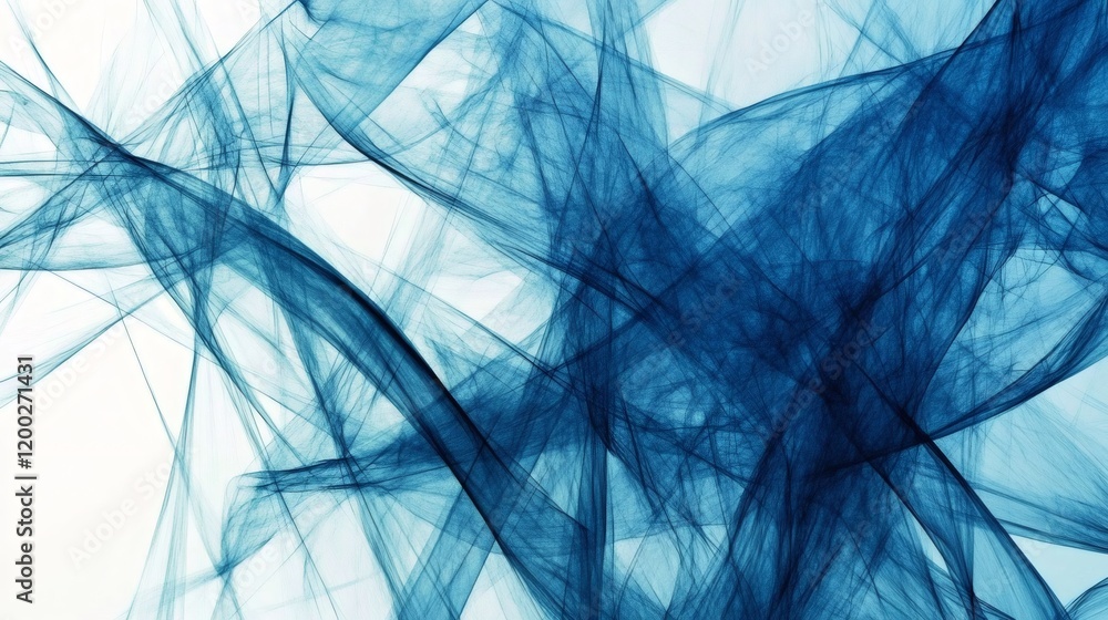 Poster dynamic blue lines spiraling, creating abstract digital pattern for graphic design layouts