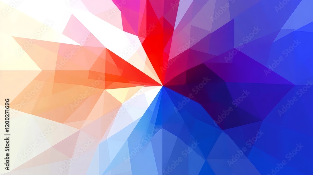Fototapete vibrant geometric shapes intersecting dynamically, forming multicolored abstract pattern for digital
