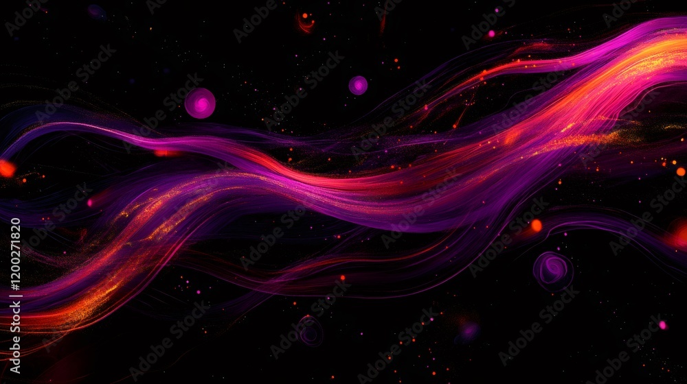 Poster colorful lines flowing through space, creating a vibrant and dynamic abstract composition with glowi