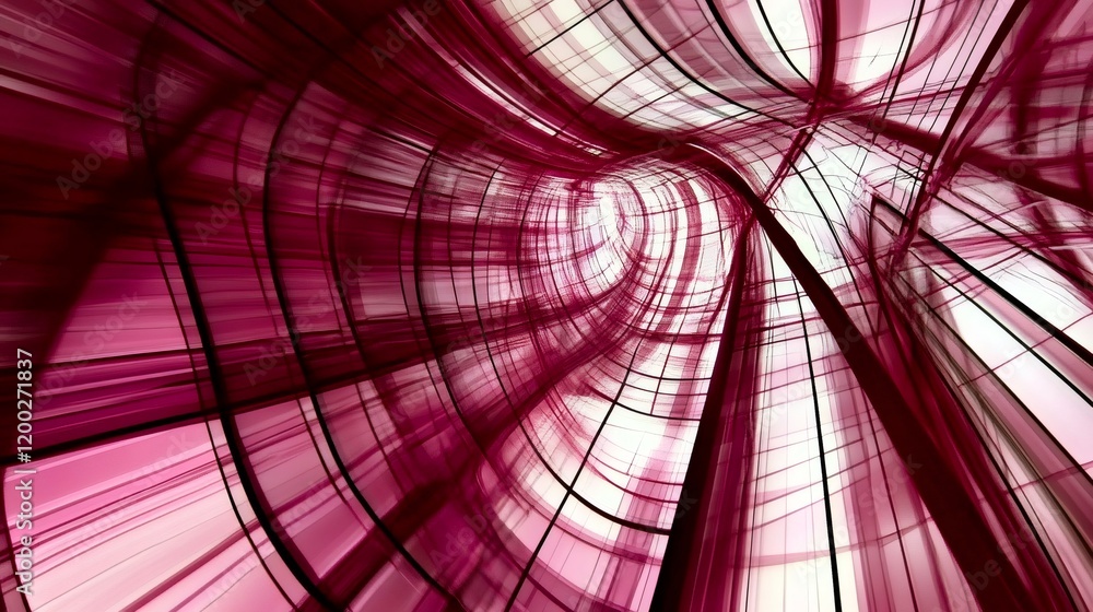 Poster swirling maroon and white lines create a dynamic tunnel effect, suitable for abstract backgrounds an