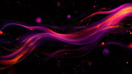 Fototapeta premium Colorful lines flowing through space, creating a vibrant and dynamic abstract composition with glowing particles