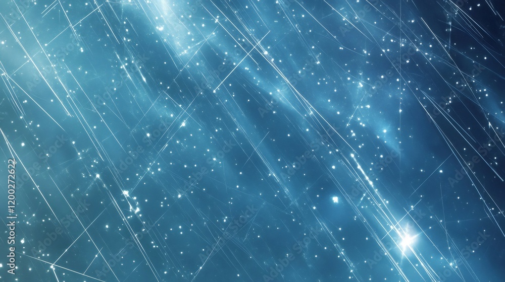Poster glowing interconnected dots and lines forming luminescent network pattern, representing technologica